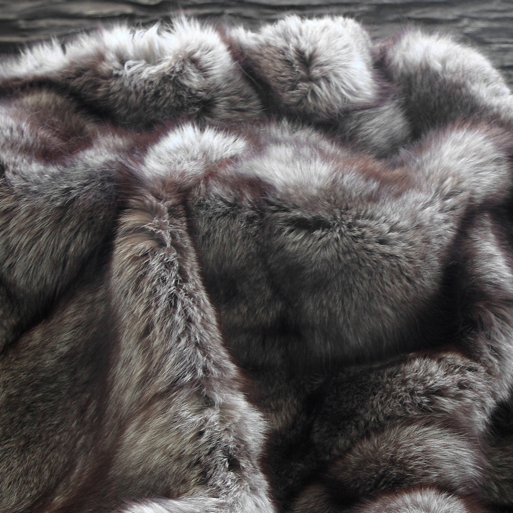 Dentro Home Tundra Natural Grey Fox Fur Blanket